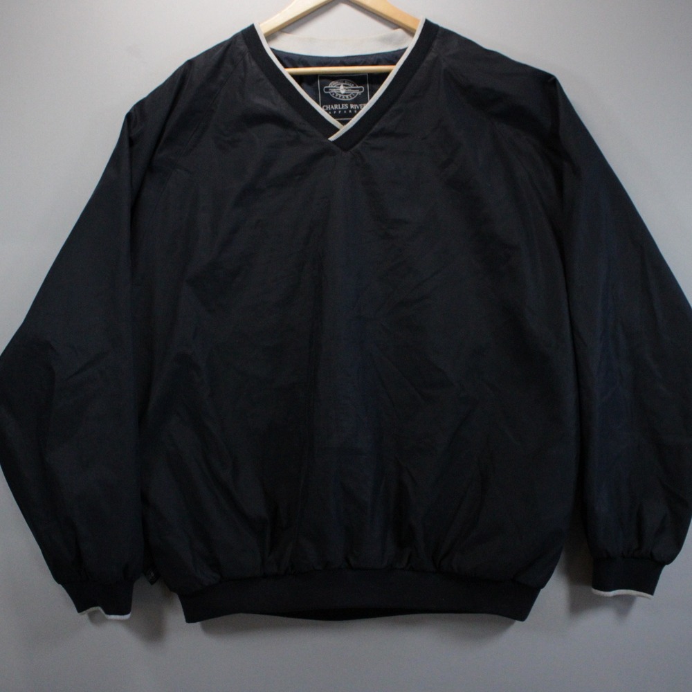 Charles River Apparel Black V-Neck Windbreaker Pullover XL Outdoor Athletic